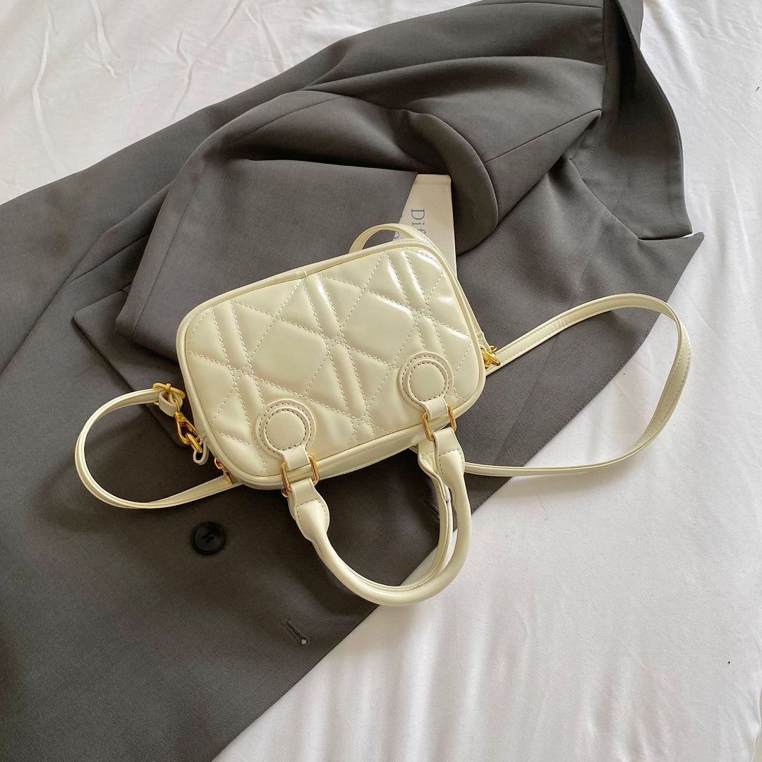 Quilted Mini Handbag with Plush Keychain