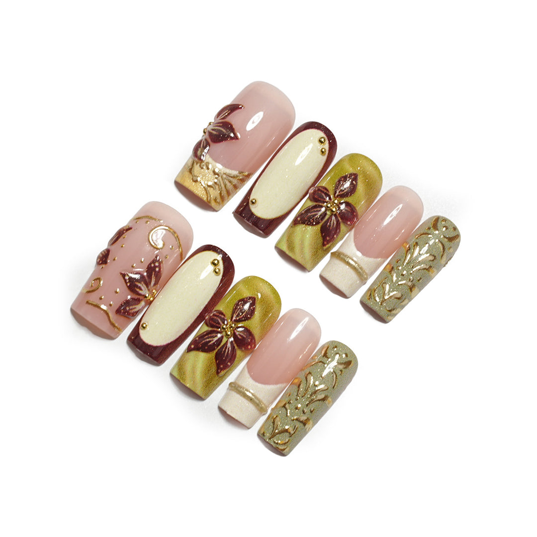Floral Design Press-On Nails