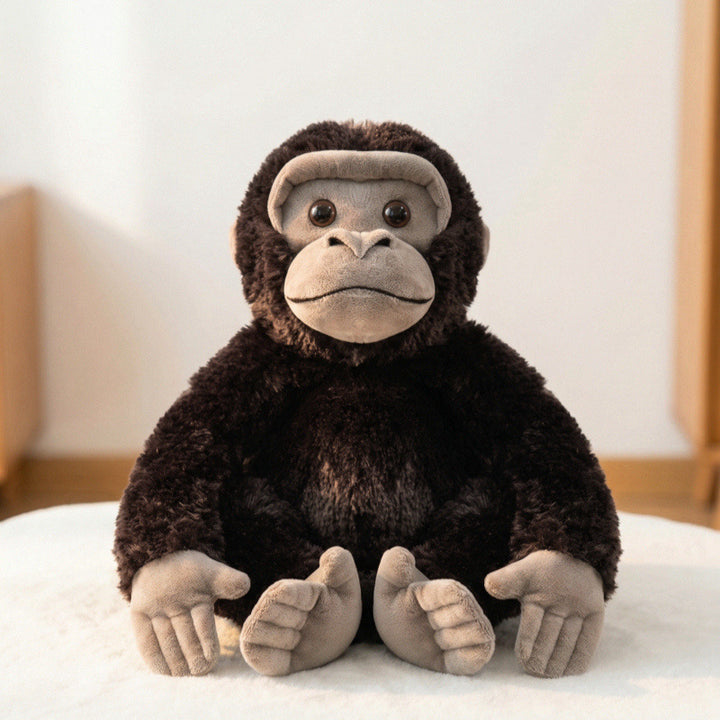 Plush Sitting Gorilla Toy with Long Faux Fur and Soft Bean-Fill Kalsten