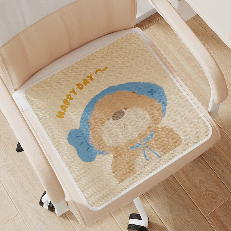 Cute Cartoon Bear Memory Foam Office Chair Seat Cushion with Non-Slip Backing