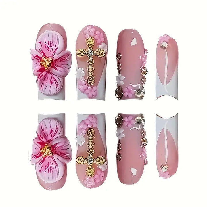 Artistic Floral Acrylic Nail Enhancements Kalsten