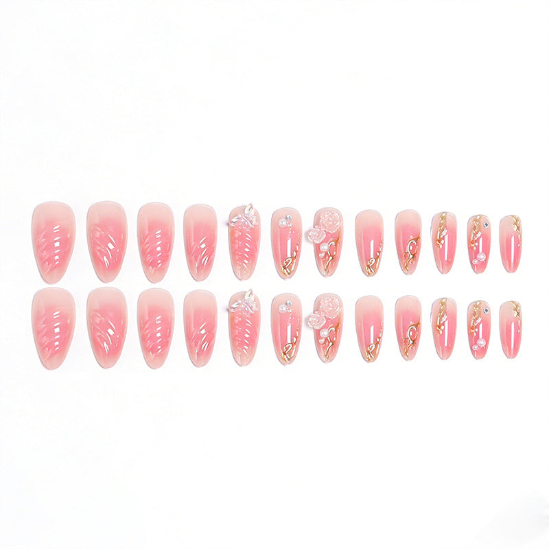 Artificial nail creation with floral 3D details and glitter accents Kalsten