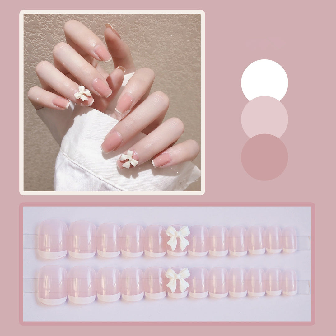Festive Bow-Embellished Press-On Nails