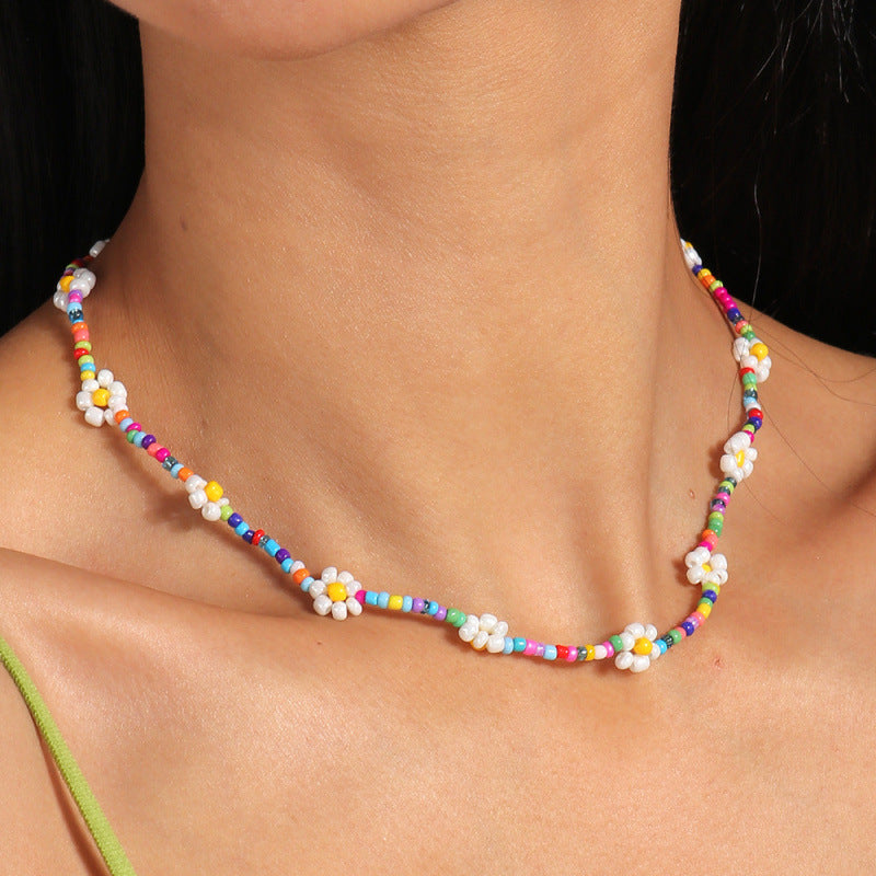 Colorful Floral Beaded Necklace Kalsten