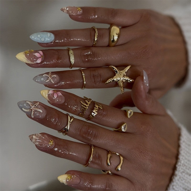 Artistic Underwater-Inspired Press-On Nail Art Kalsten
