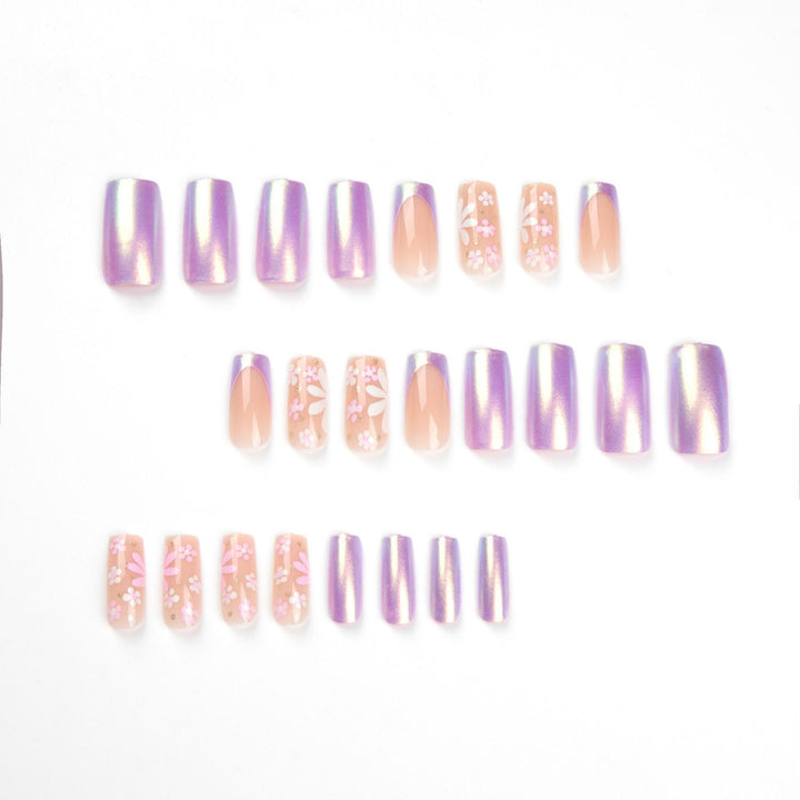 Artificial nail art with floral patterns and shine Kalsten