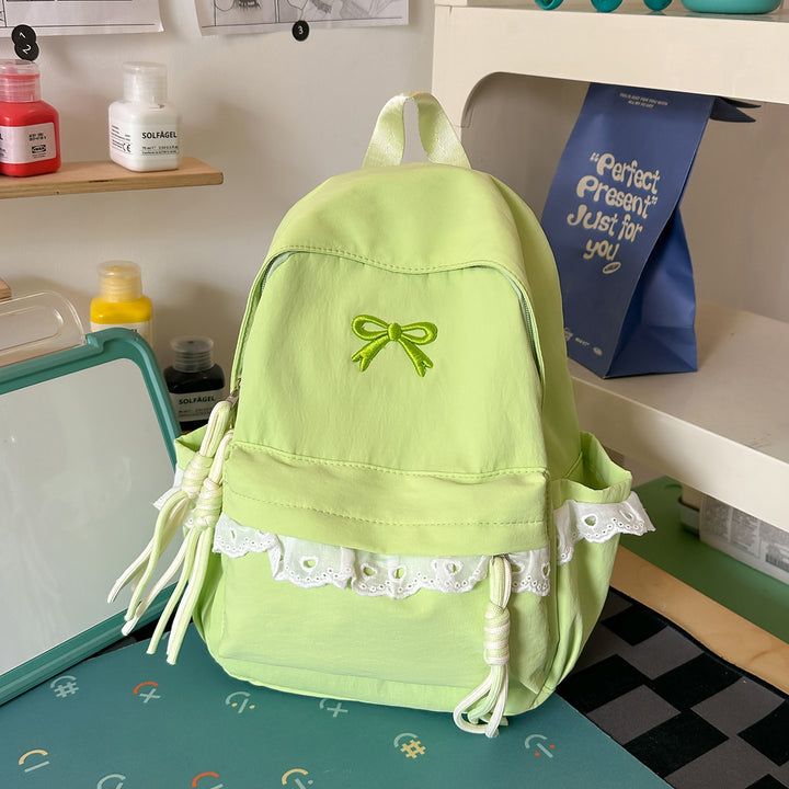 Stylish Embroidered Bow-Accent Backpack Kalsten