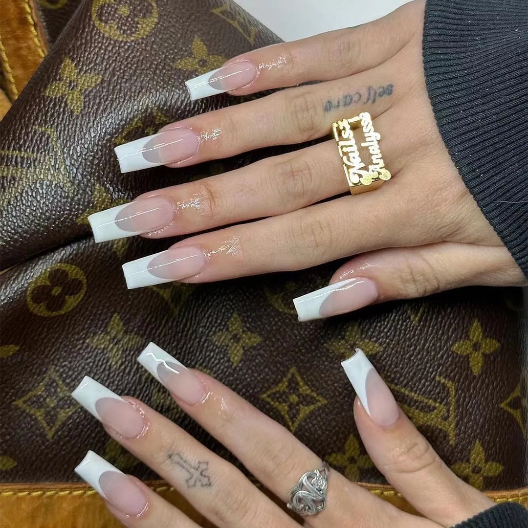 Artful nail extensions with translucent French tip Kalsten