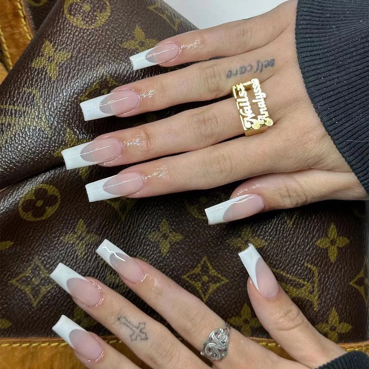 Artful nail extensions with translucent French tip Kalsten