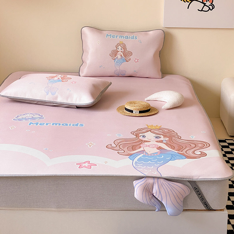 Children's tension cover with anti-slip, cartoon breakfast print, and 3D boot applications