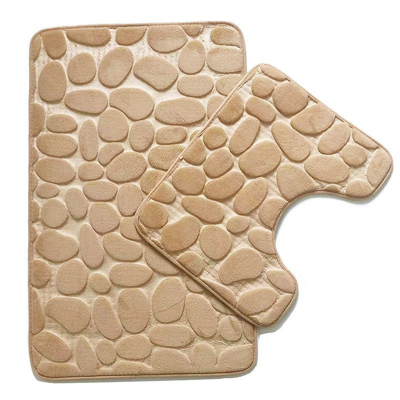 Textured Stone Pattern Bath Mat Set Kalsten