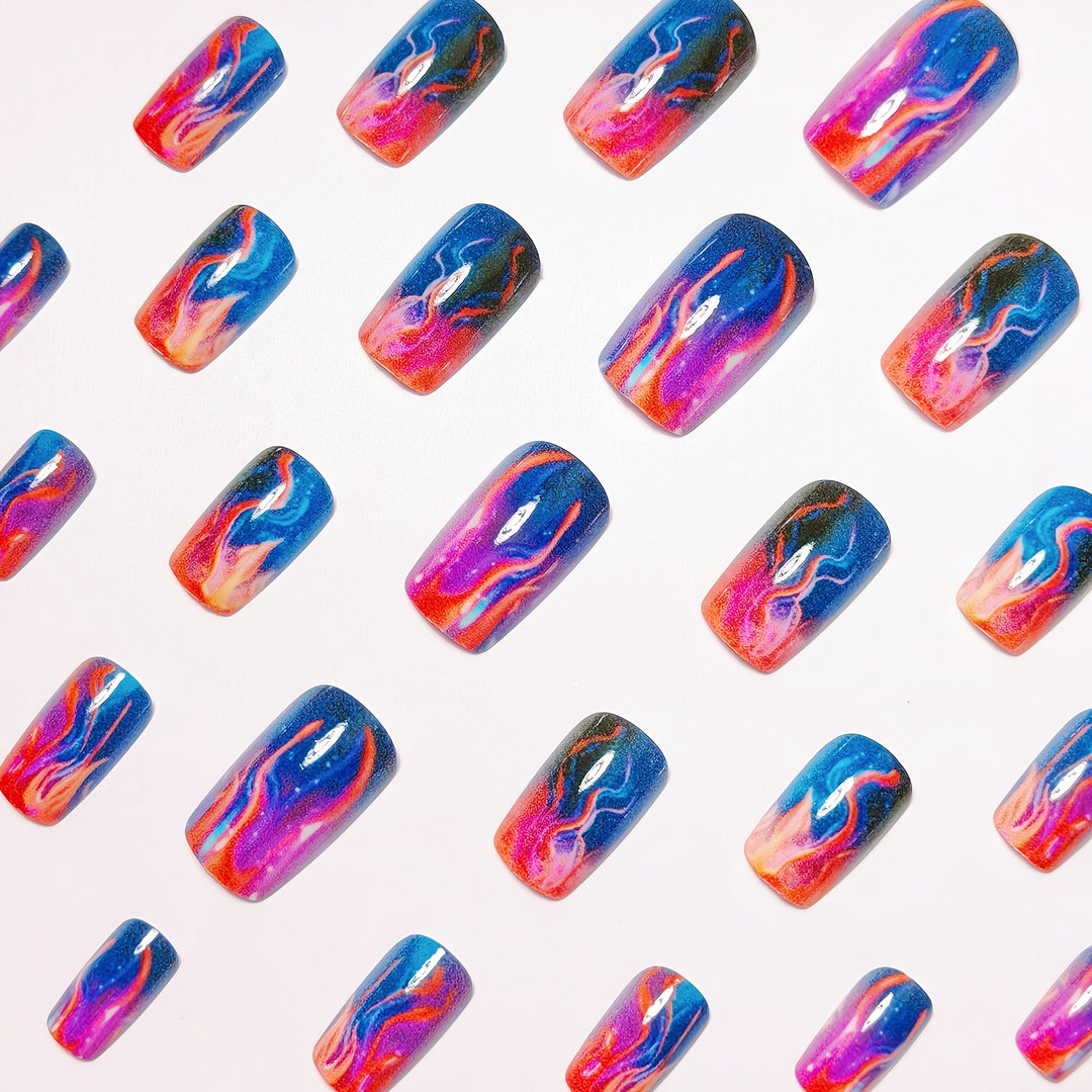 Creative Gel Nails with Luminous Wave Pattern Kalsten