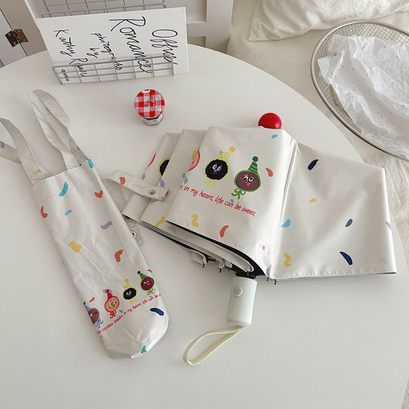 Women Folding Umbrella with Playful Cartoon Designs Kalsten