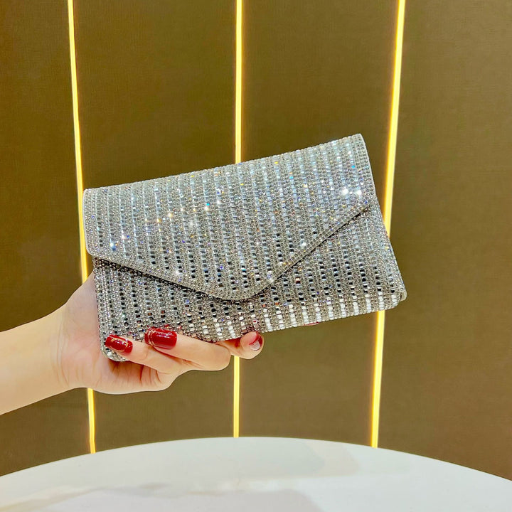 Decorative Crystal-Studded Evening Clutch