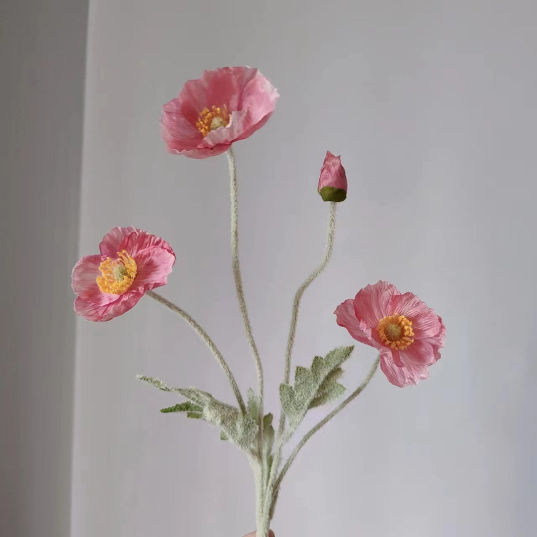 Lifelike Poppy Flower Stem