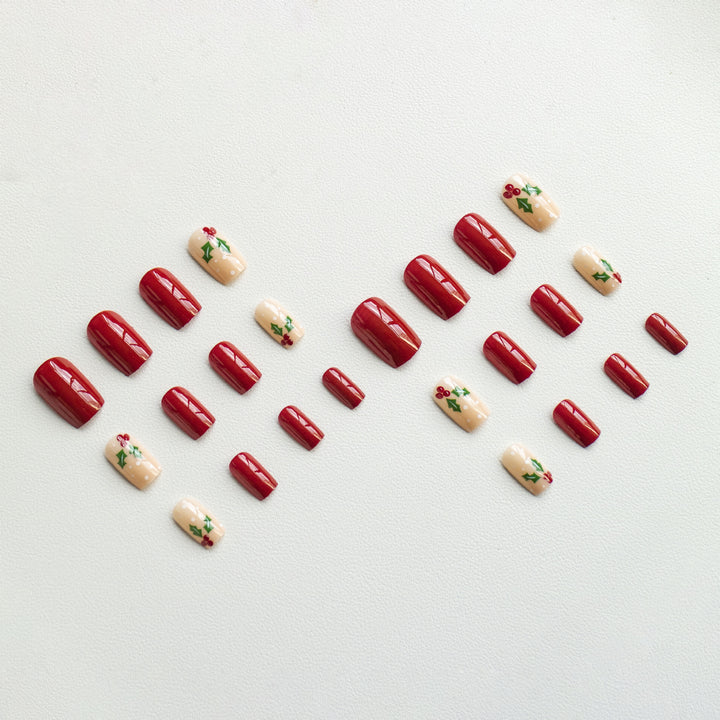 Holiday-Themed Floral Nail Art Set