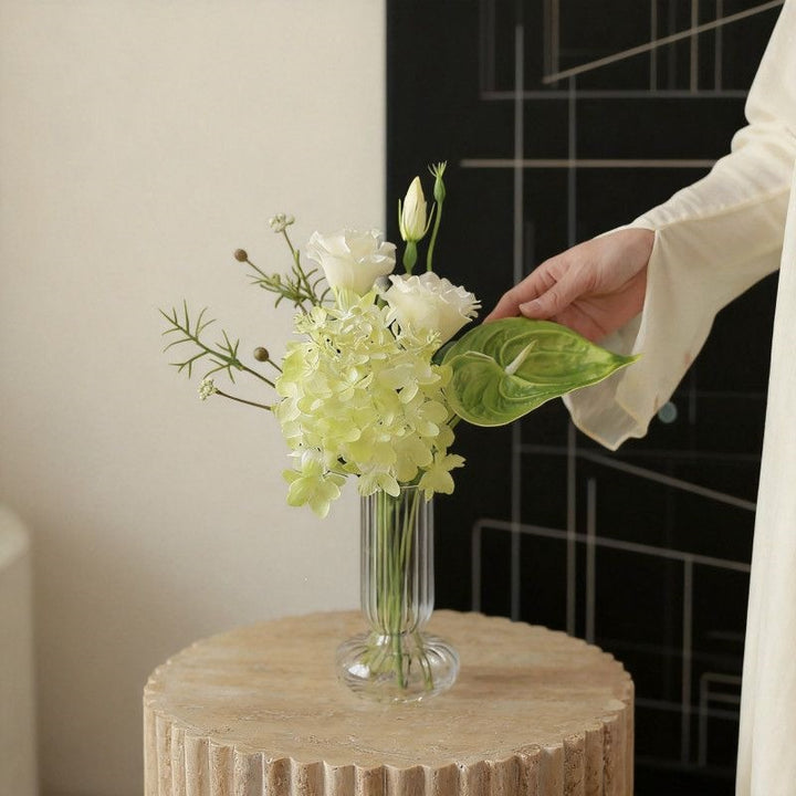 Lifelike Floral Arrangement in Elegant Glass Vase