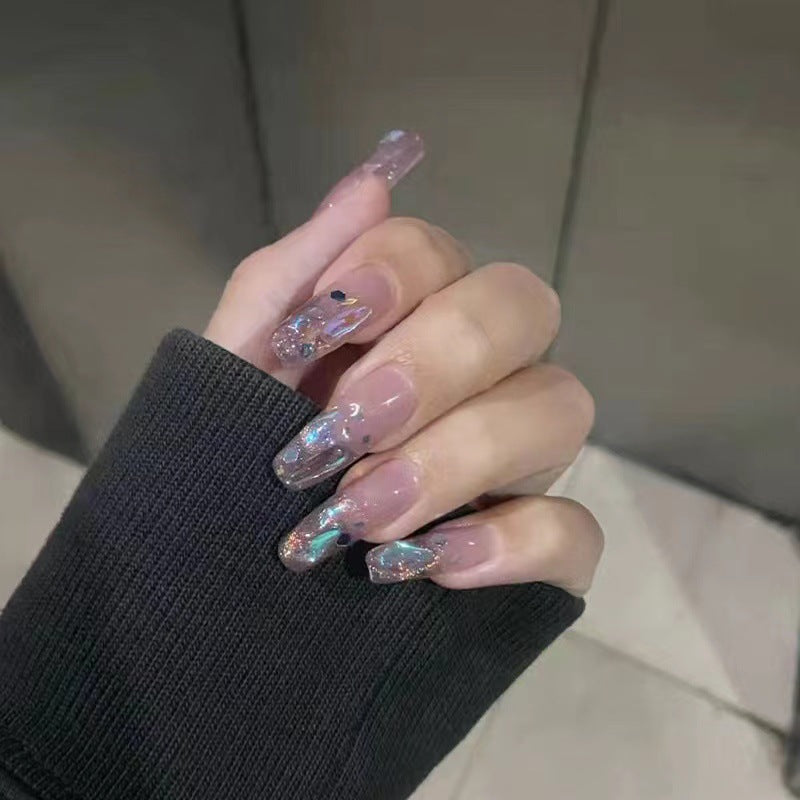 Decorative Press-On Nails with Glitter and Iridescent Accents Kalsten
