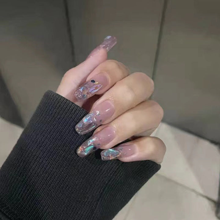 Decorative Press-On Nails with Glitter and Iridescent Accents Kalsten