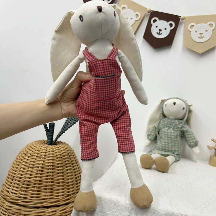 Linen Polka-Dot Floppy-Ear Bunny Doll