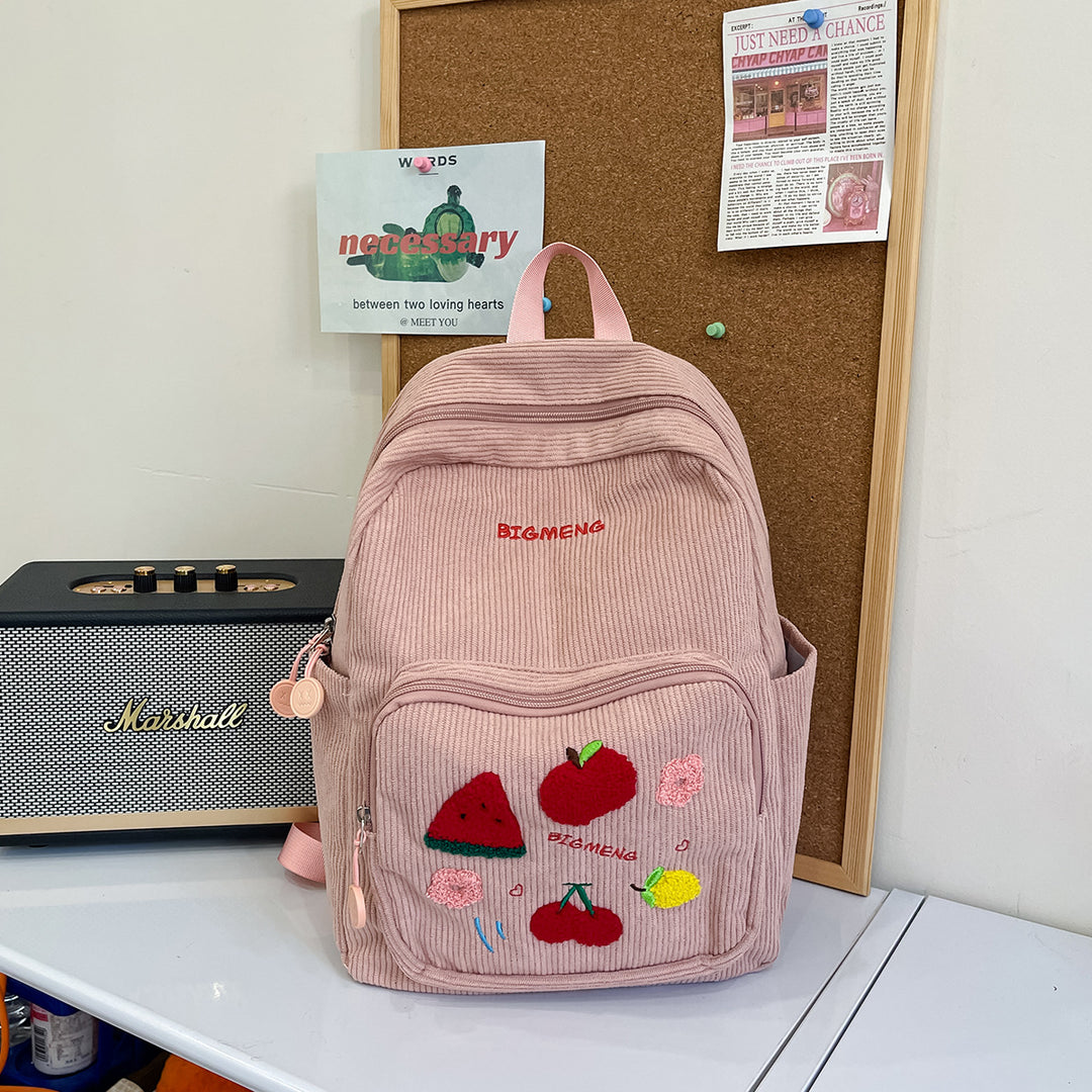 Stylish Embroidered Fruit Pattern Backpack Kalsten
