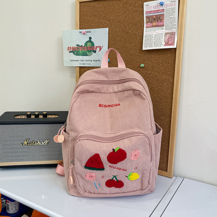 Stylish Embroidered Fruit Pattern Backpack Kalsten