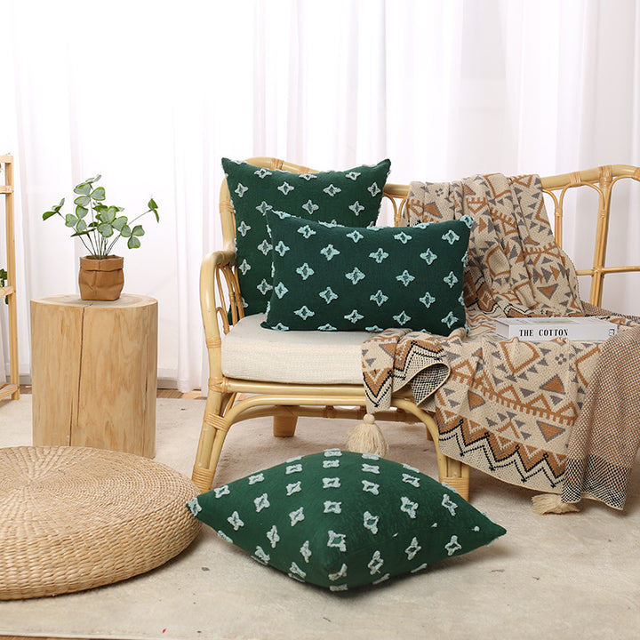Bohemian Embroidered Square and Lumbar Throw Pillow Cover Set