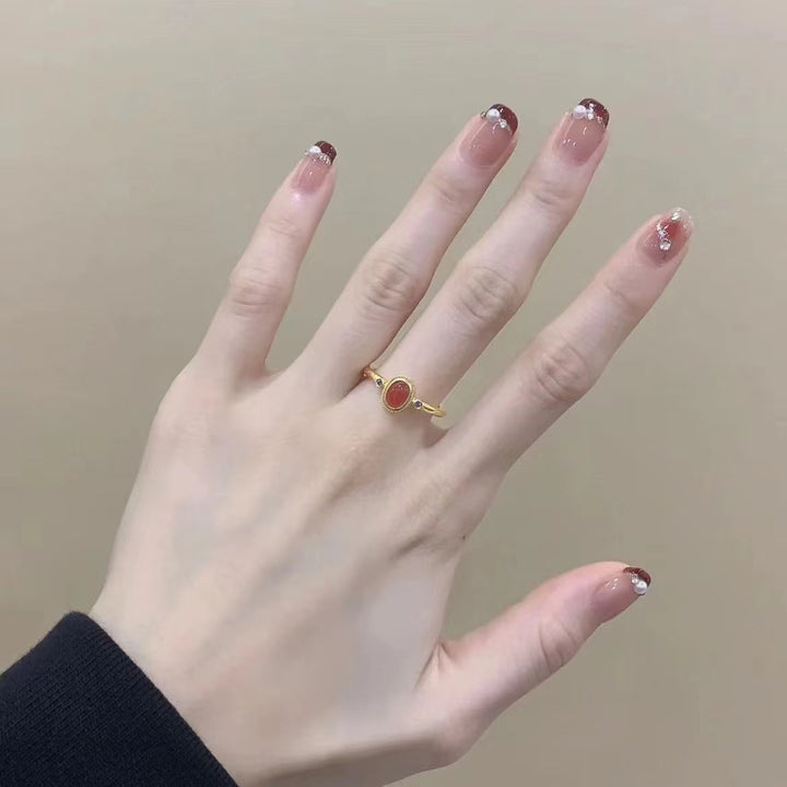 Decorative French Tip Press-On Nails