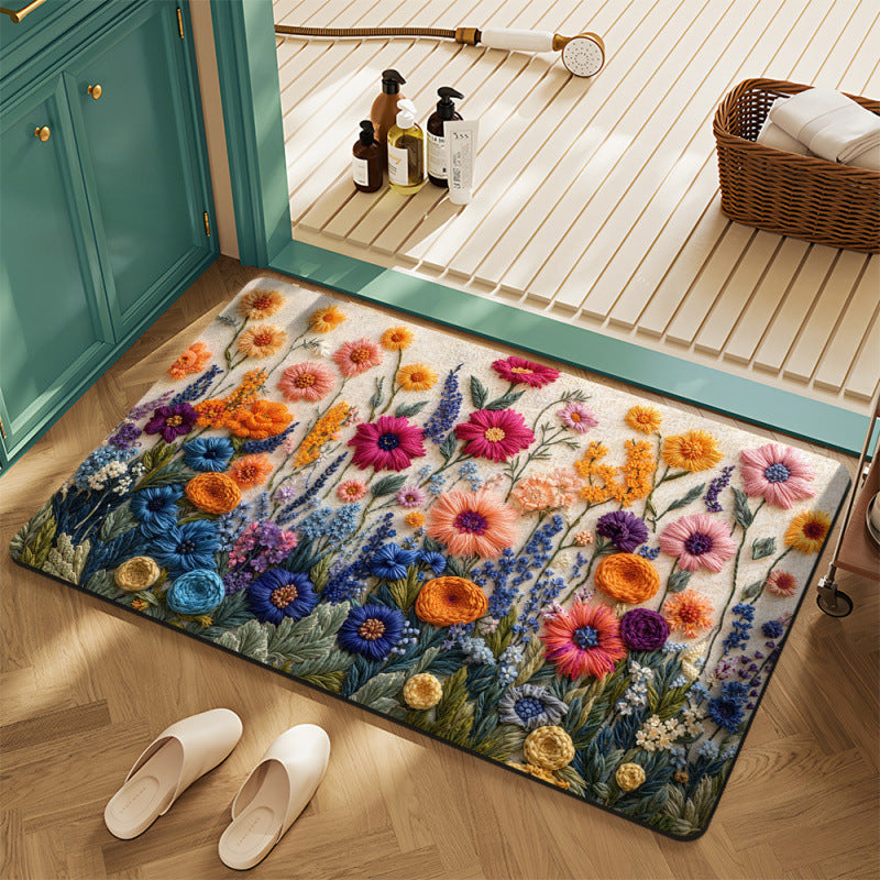 Textured Floral Bath Mat