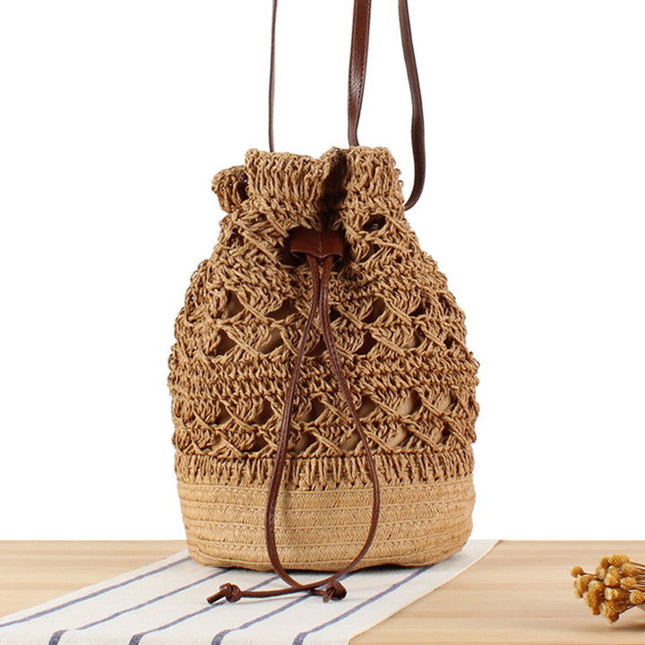 Designer Backpack Made of Natural Weave with Leather Accents Kalsten