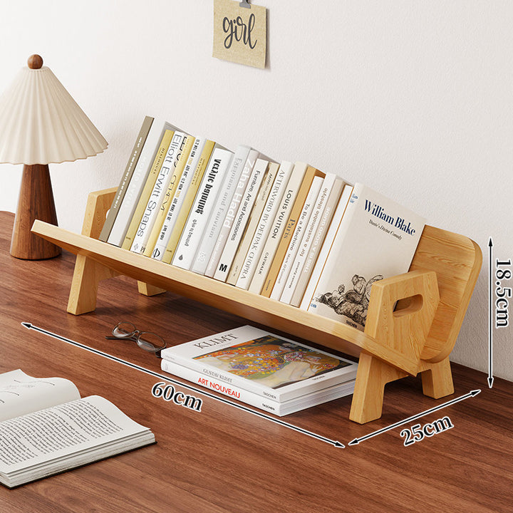 Angled Bamboo Desktop Book and Magazine Rack with Non-Slip Rods
