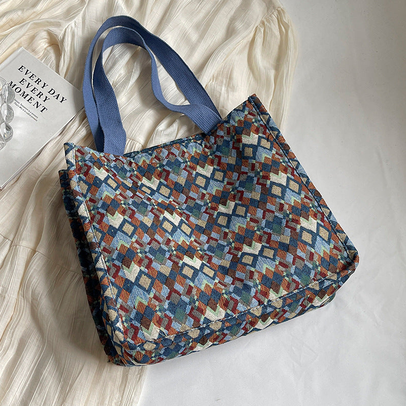 Colorful Geometric Patterned Tote Bag