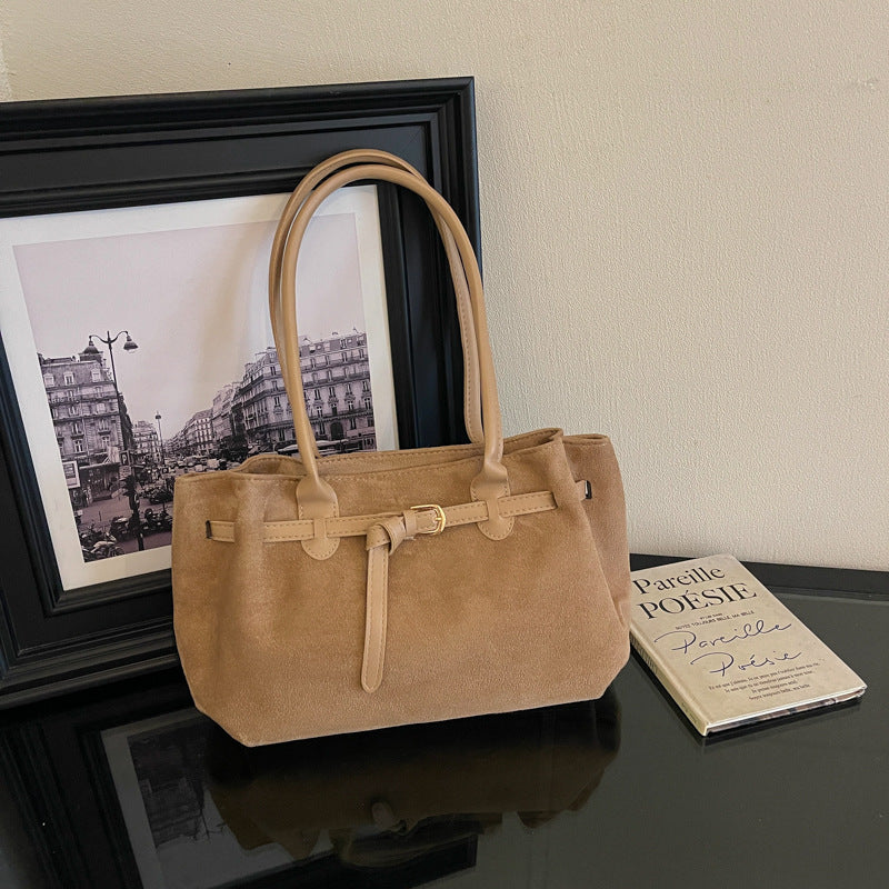 Suede Finish Everyday Handheld Bag