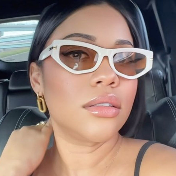Ladies geometric sunglasses with curved frame and protective UV filter Kalsten