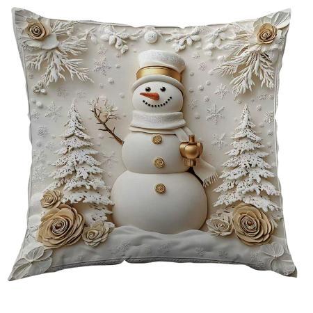 Ornate Embossed Baroque Christmas Throw Pillow Cover With Sculpted Relief And Metallic Accent Trim