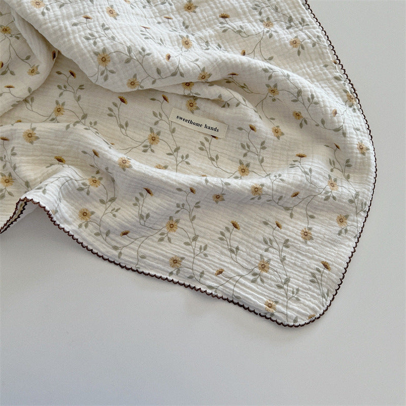 Unisex versatile muslin blanket with floral accents Kalsten