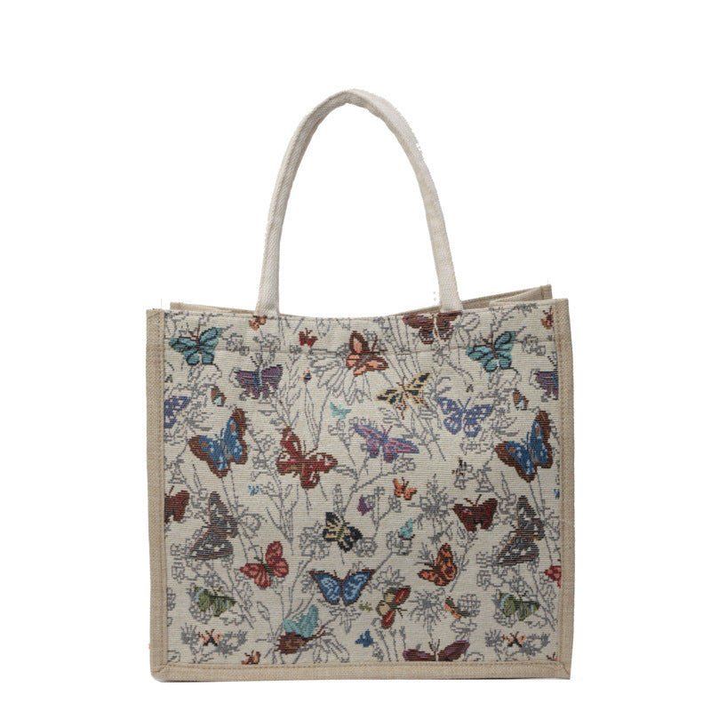 Decorative Butterfly Print Tote Bag