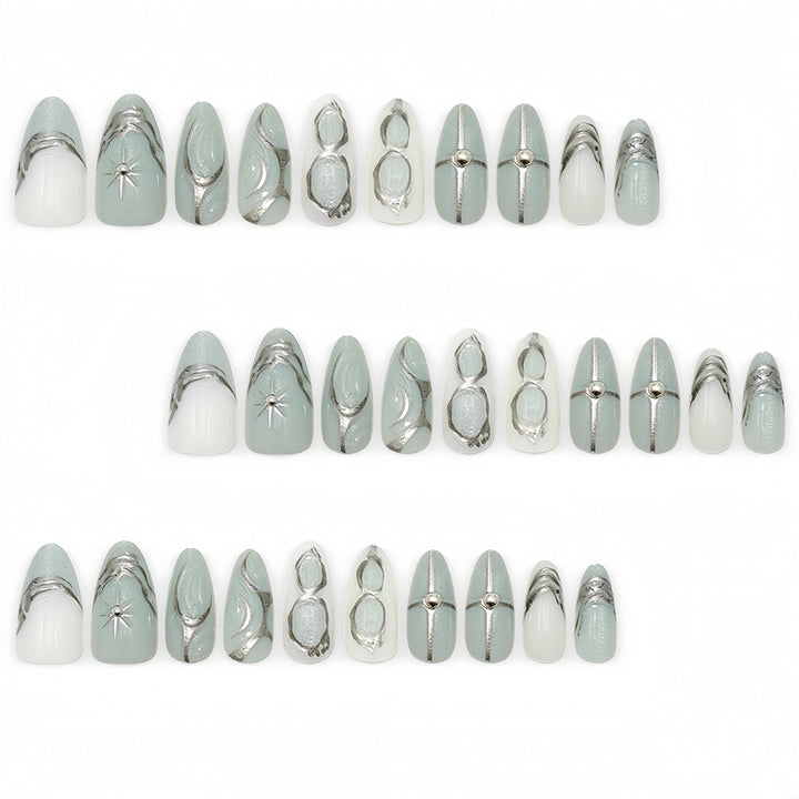 Elegant Artificial Nails with Artistic Accents Kalsten