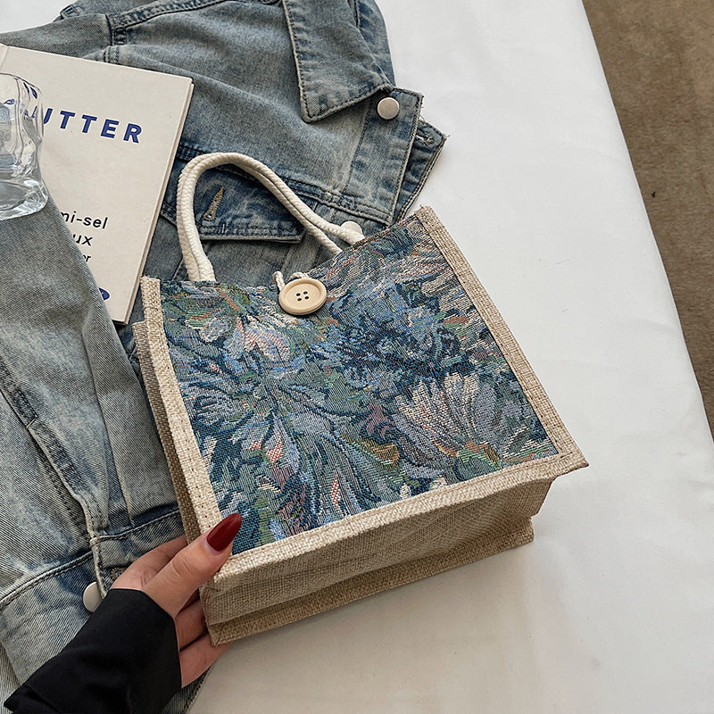 Floral Embroidered Tote Bag