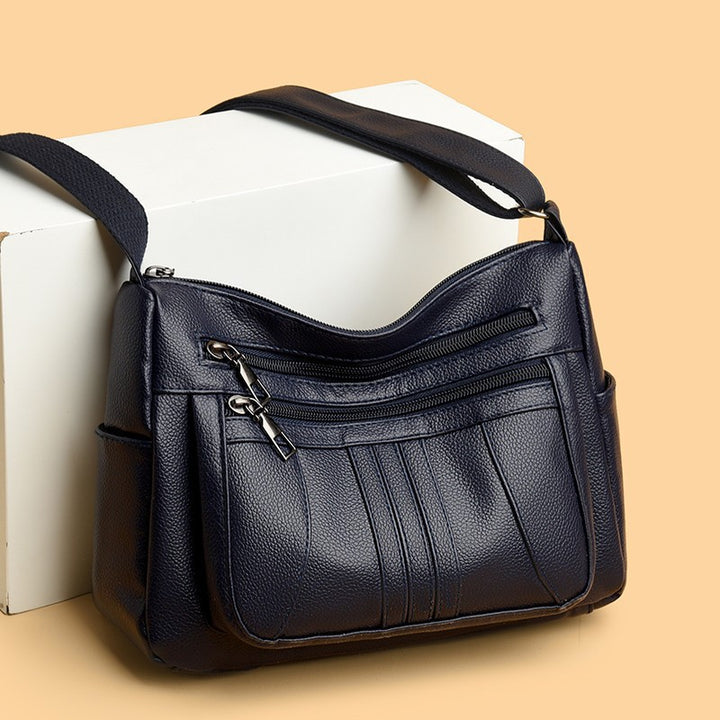 Functional Faux Leather Shoulder Bag