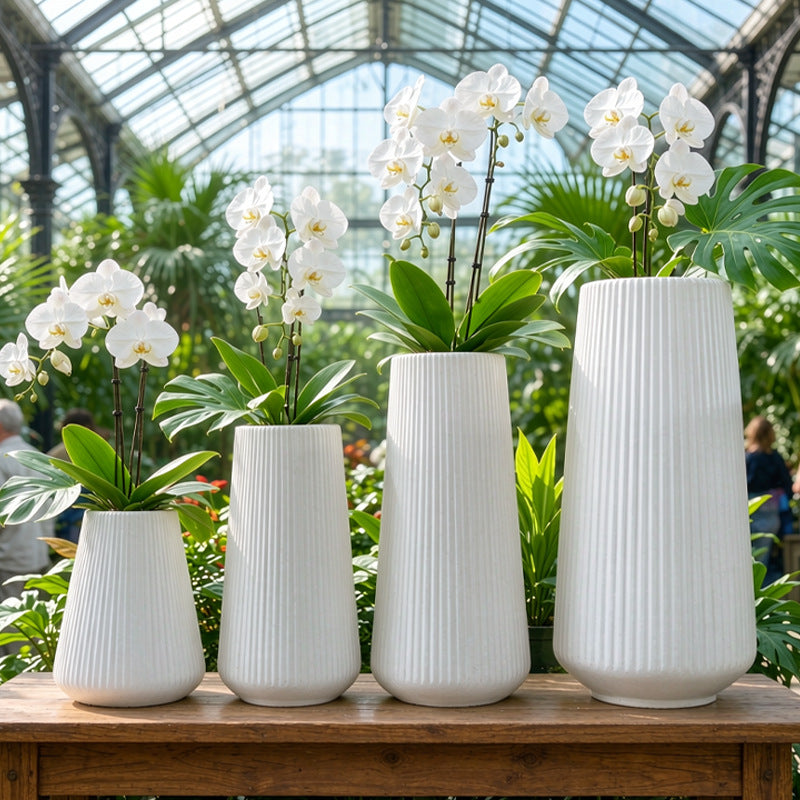 Modern Vertical Ribbed Ceramic Vase Kalsten