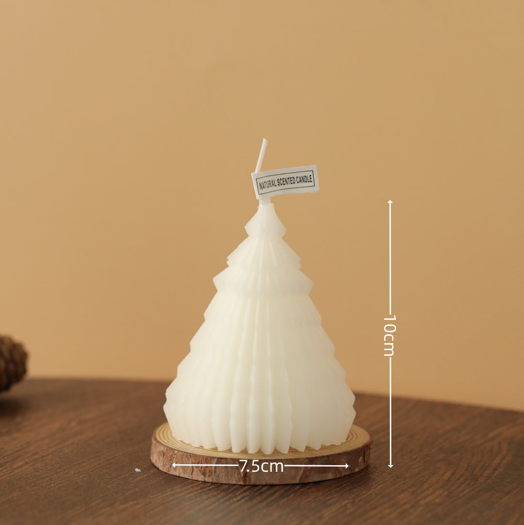 Hand-Poured Textured Pine-Tree Sculptural Tabletop Candle