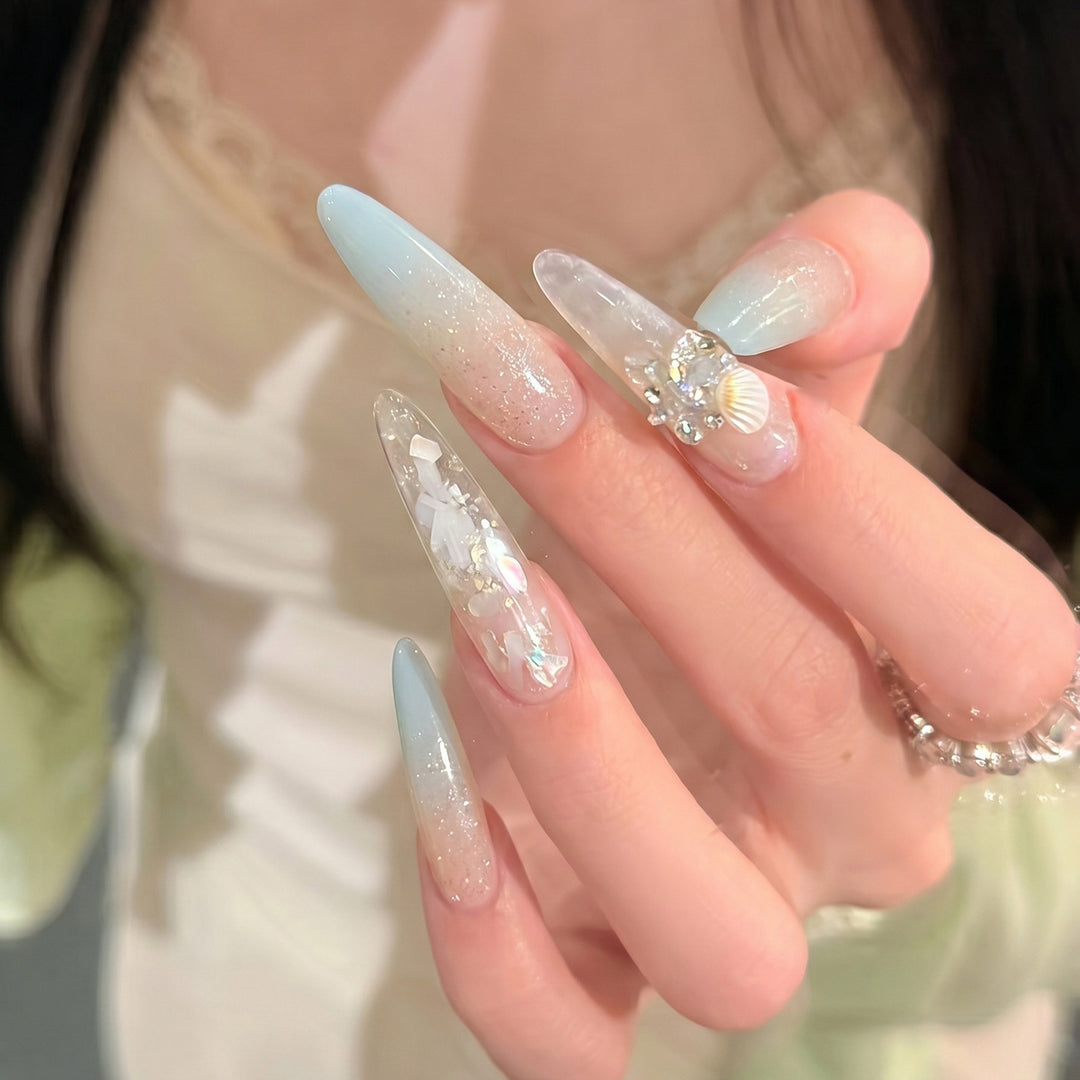 Elegant Stiletto Press-On Nail Set with Glitter Finish Kalsten