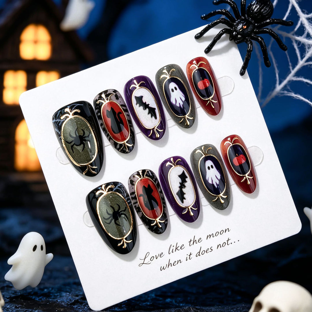Halloween-Themed Press-On Nail Art Set 1790738757