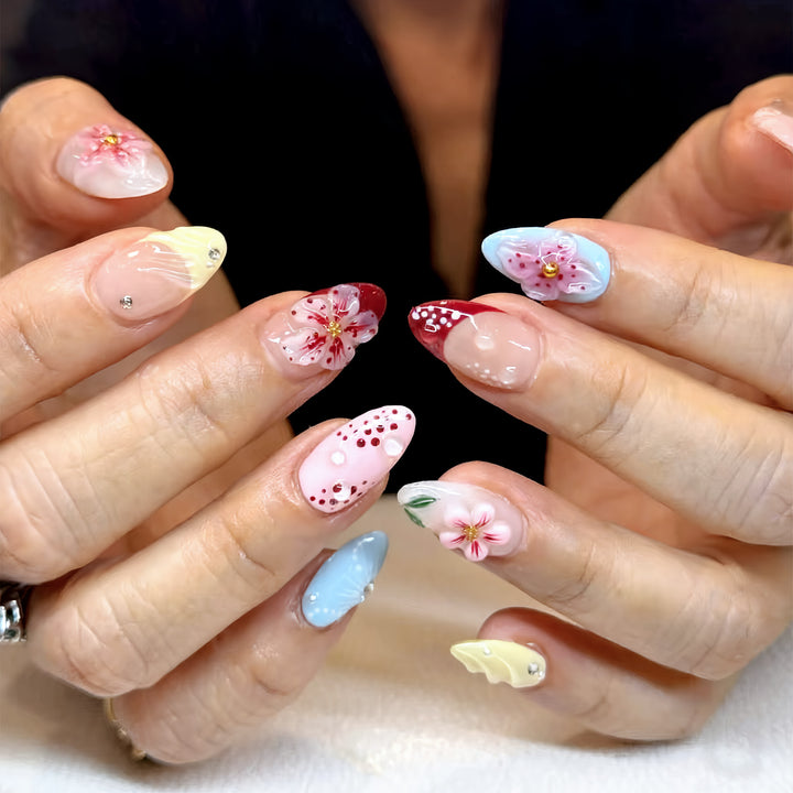 Artistic Floral Detailed Press-On Nail Art Kalsten