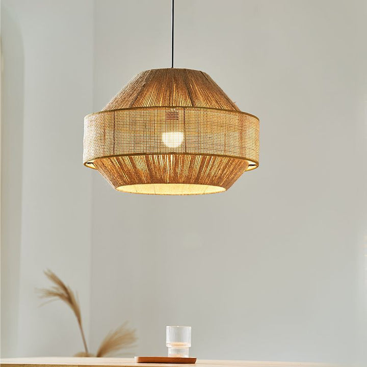 Woven Rattan Drum Pendant Light