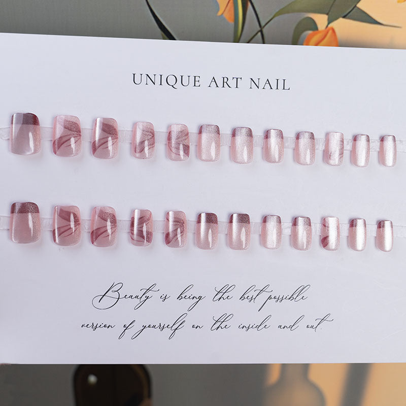 Elegant Press-On Nail Set with Artistic Swirl Design
