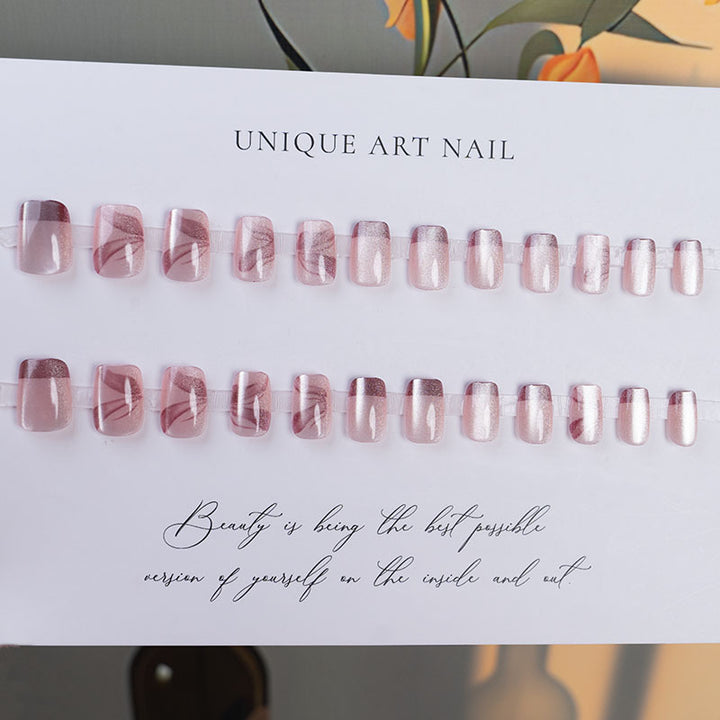 Elegant Press-On Nail Set with Artistic Swirl Design