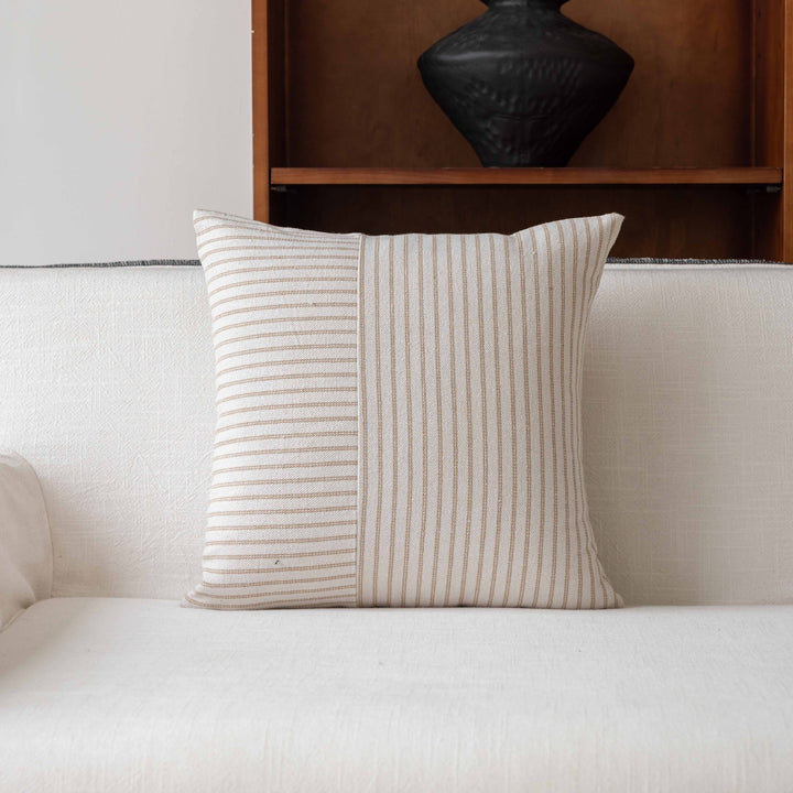 Decorative Throw Pillow with Natural Linen Cover and Handwoven Jute Trim