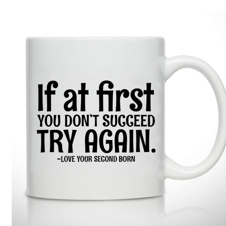 Large Dishwasher-Safe Stoneware Statement Coffee Mug With Oversized C-Handle And Humorous "Great Job Mom" Typographic Print